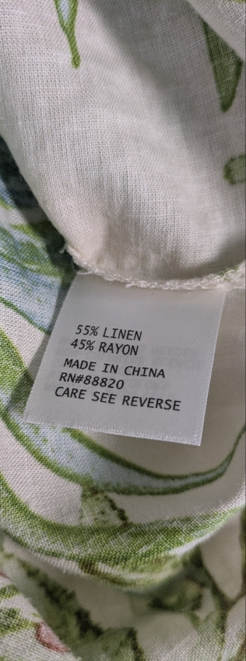 Nicole Miller Sz 1X Linen Blend Tropical Print 3/4 Puff Sleeve Lace Tunic Top - Picture 13 of 13